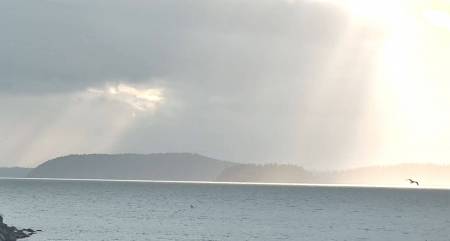 Bay with the sun breaking through